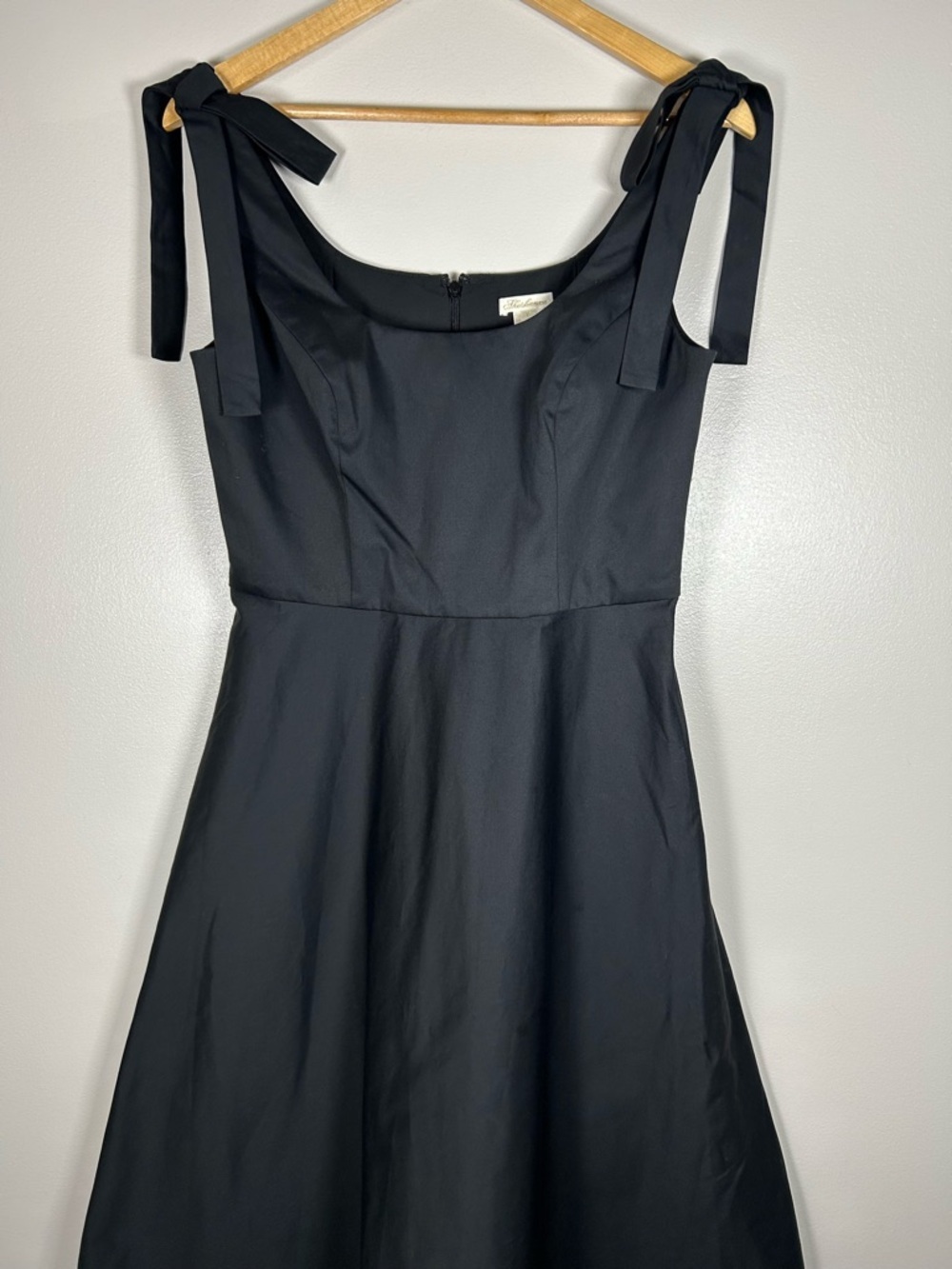 Shoshanna Black Midi Dress with Tie-Shoulder Straps - Picture 5 of 13